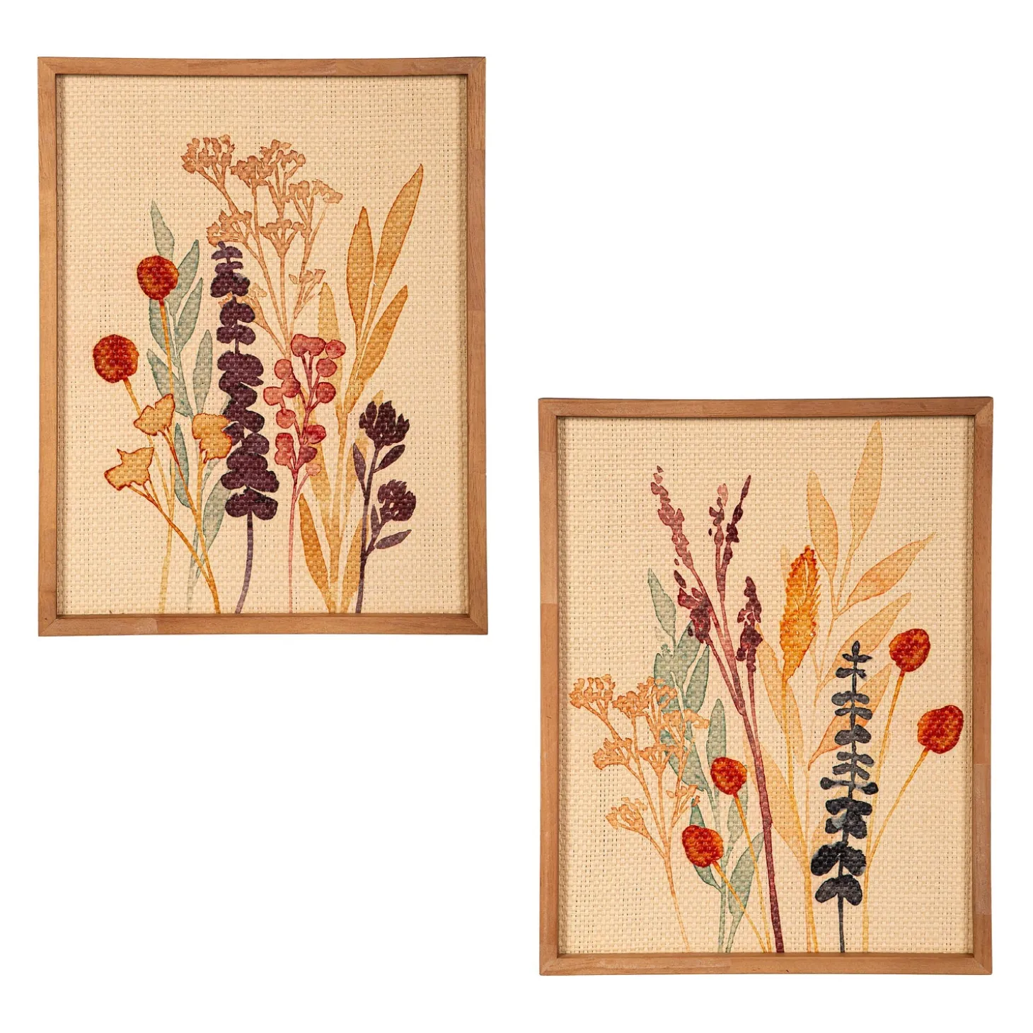 Wall Art>Plow & Hearth Wild Flowers Rectangular Wall Décor, Set of 2, 12" L x 16" H