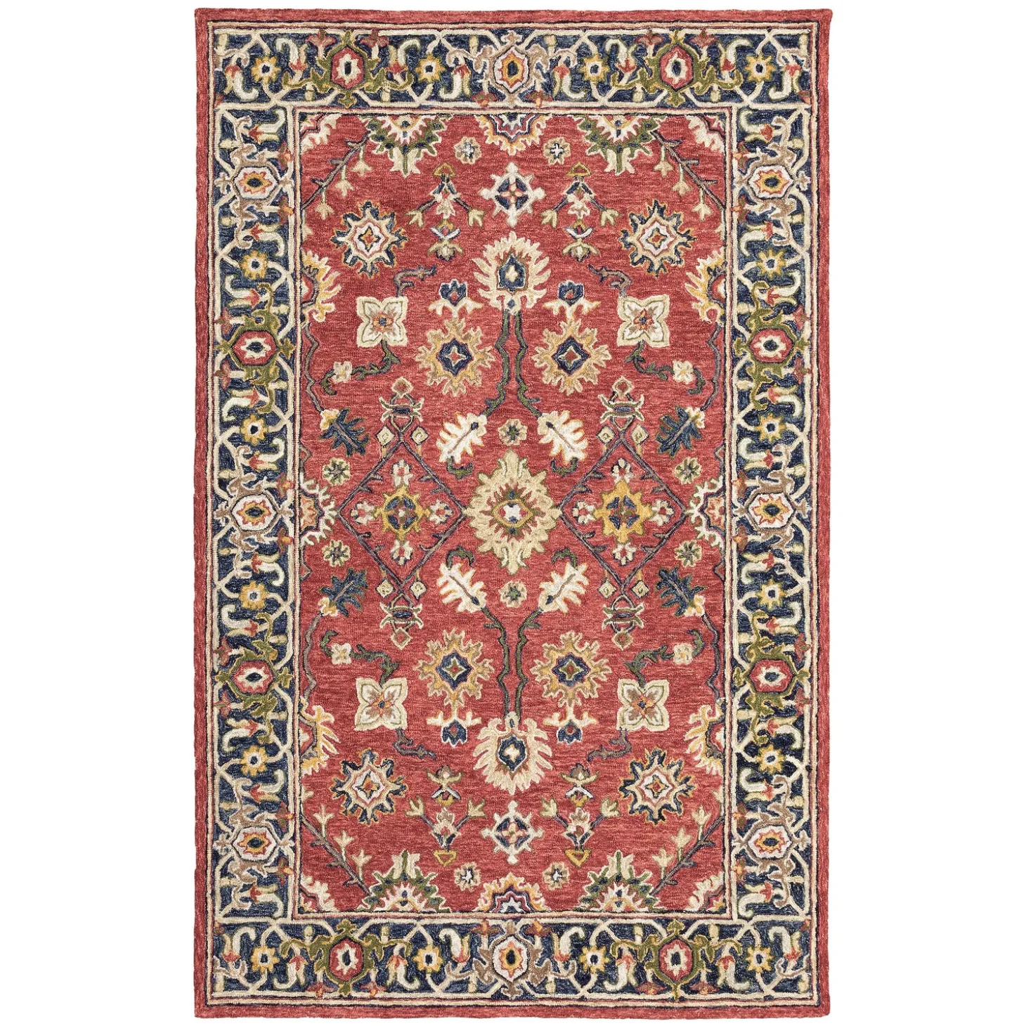 Area Rugs | Hearth Rugs>Plow & Hearth Willow Oaks Red Wool Border Rug, 8' x 10'