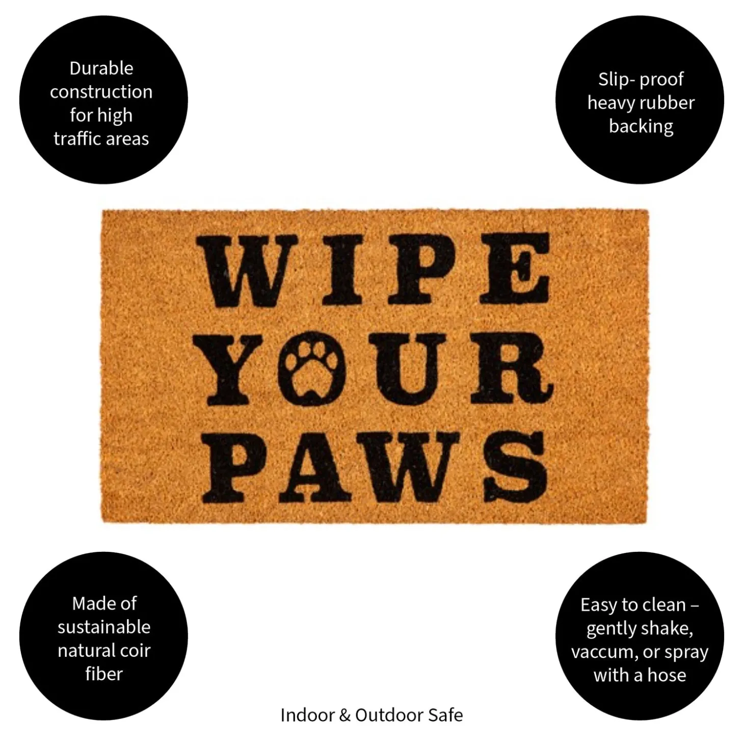 Coir Mats>Plow & Hearth Wipe your paws Coir Mat