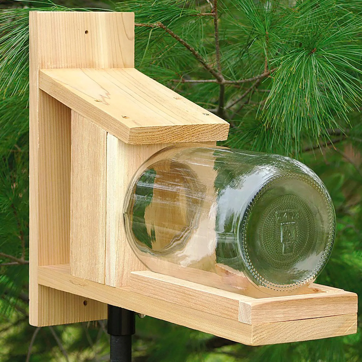 Bird Feeders | Wildlife Housing>Plow & Hearth Wood and Glass Jar Squirrel Feeder