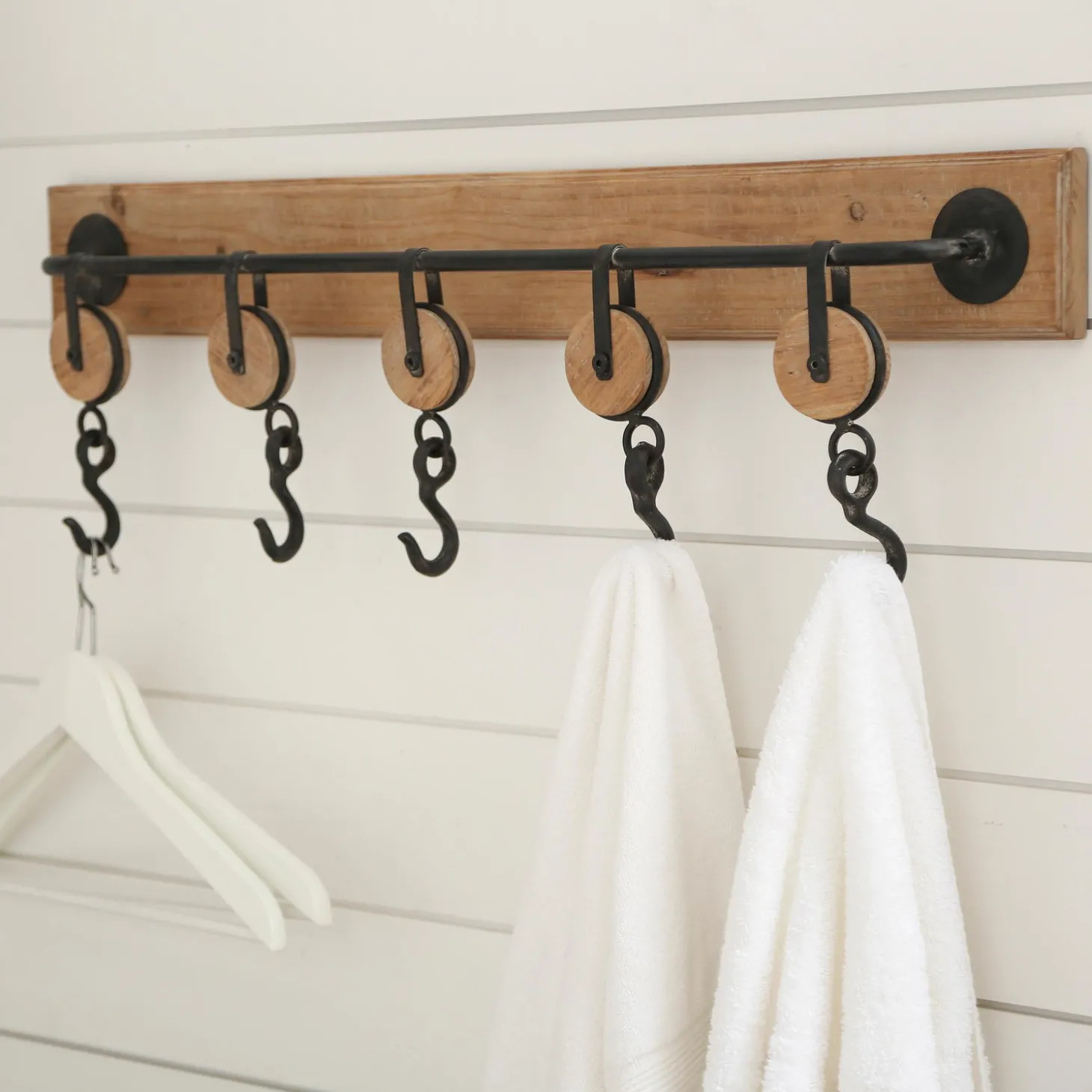 Chests & Storage Cabinets | Wall Art>Plow & Hearth Wood and Metal Wall Hook Rack