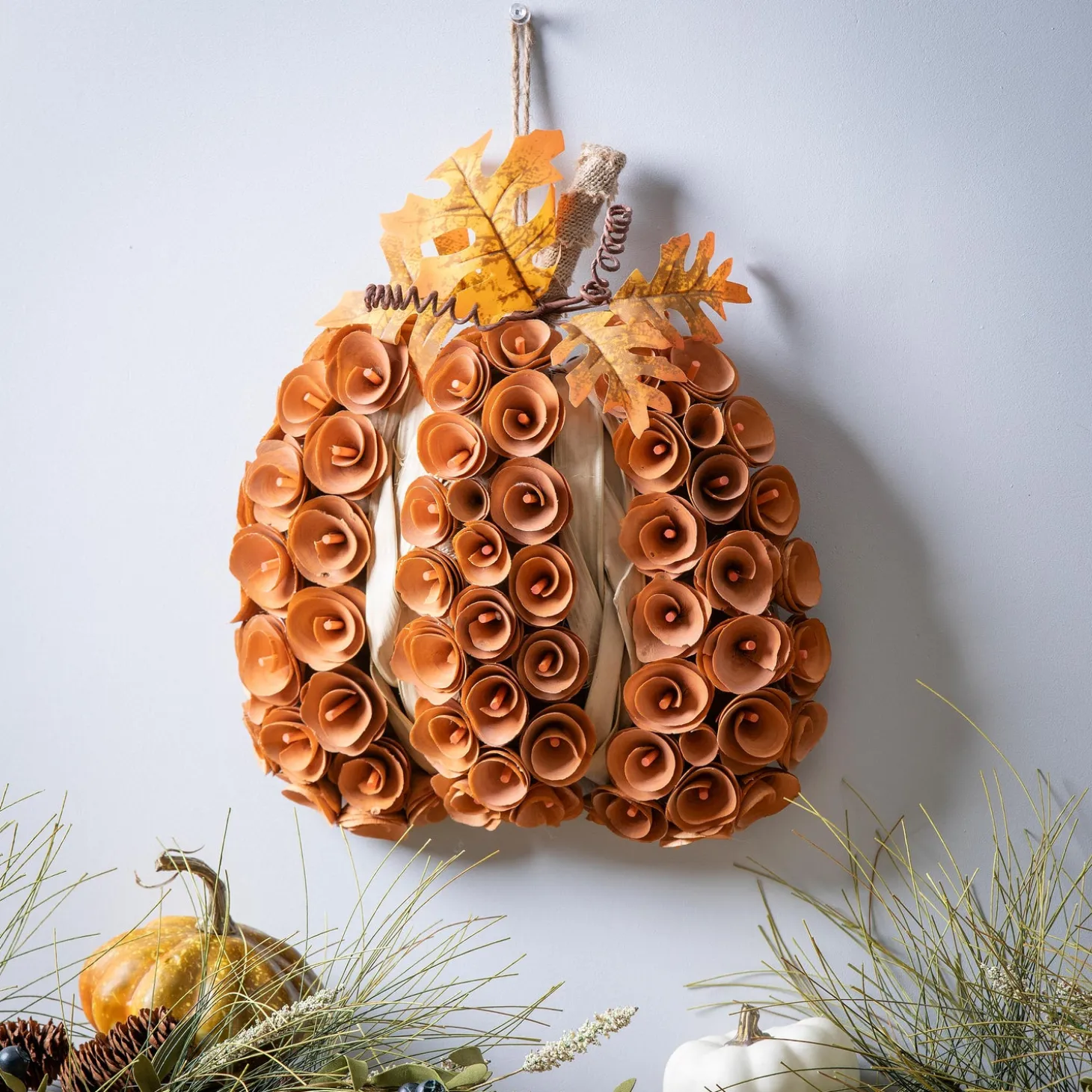 Wall Art>Plow & Hearth Wood Curl Pumpkin