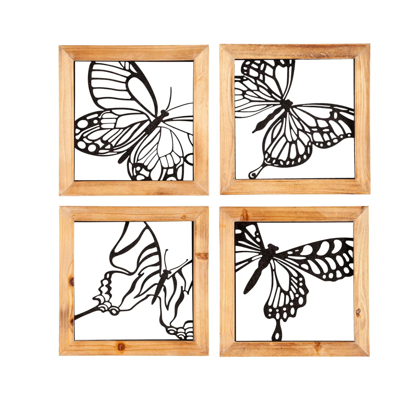 Wall Art>Plow & Hearth Wood Framed Metal Butterfly Wall Décor Set