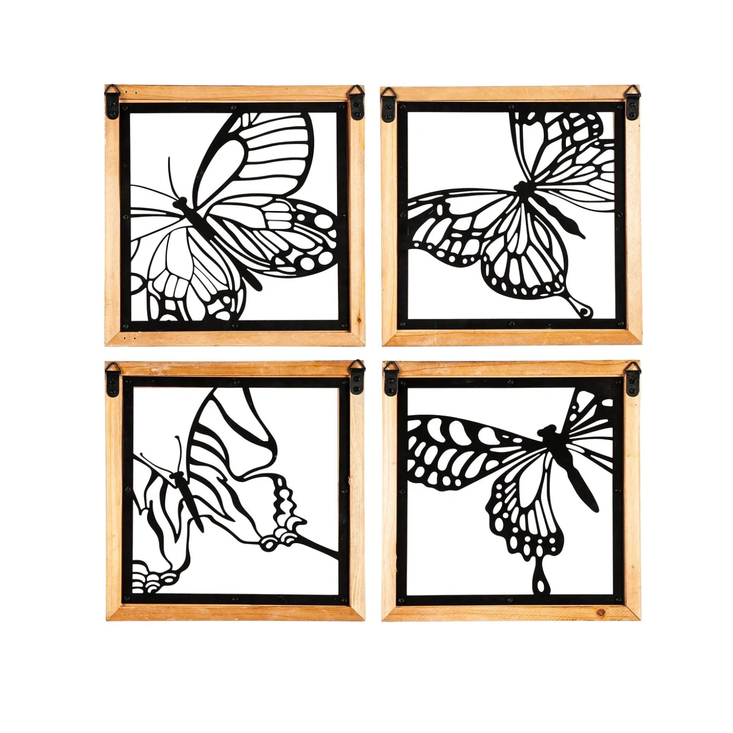 Wall Art>Plow & Hearth Wood Framed Metal Butterfly Wall Décor Set