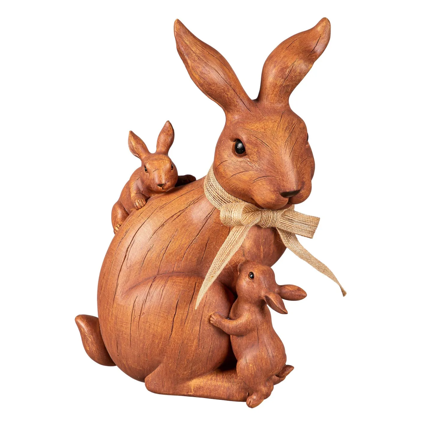 Garden Statues>Plow & Hearth Wood Look Rabbit Mother With Childern Statue