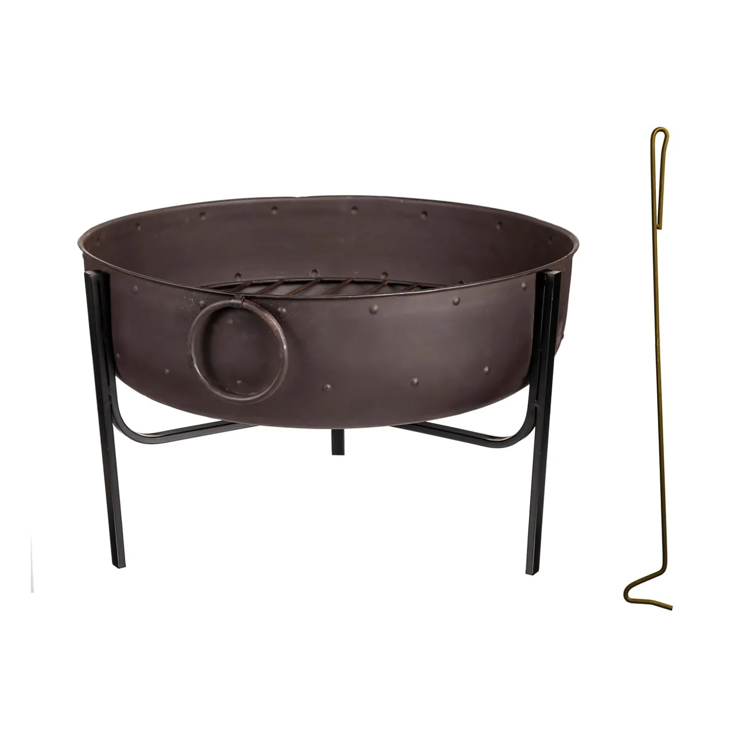 Fire Pits | Fire Pits>Plow & Hearth Wood-Burning Fire Pit Bowl with Iron Loop Handles