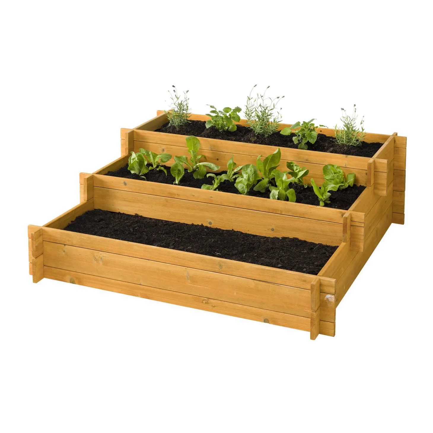 Planters & Plant Stands>Plow & Hearth Wooden Three-Tier Self-Contained Raised Bed Garden Planter