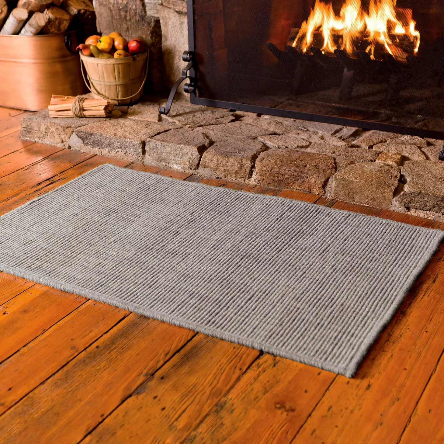 Area Rugs>Plow & Hearth Wool Blend Dalton Rug, 2' x 3'6" Ash