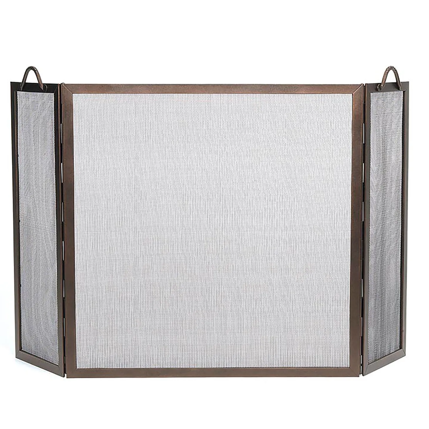 Tri-Panel Fireplace Screens>Plow & Hearth Wrought Iron Twisted Rope Folding Fireplace Screen