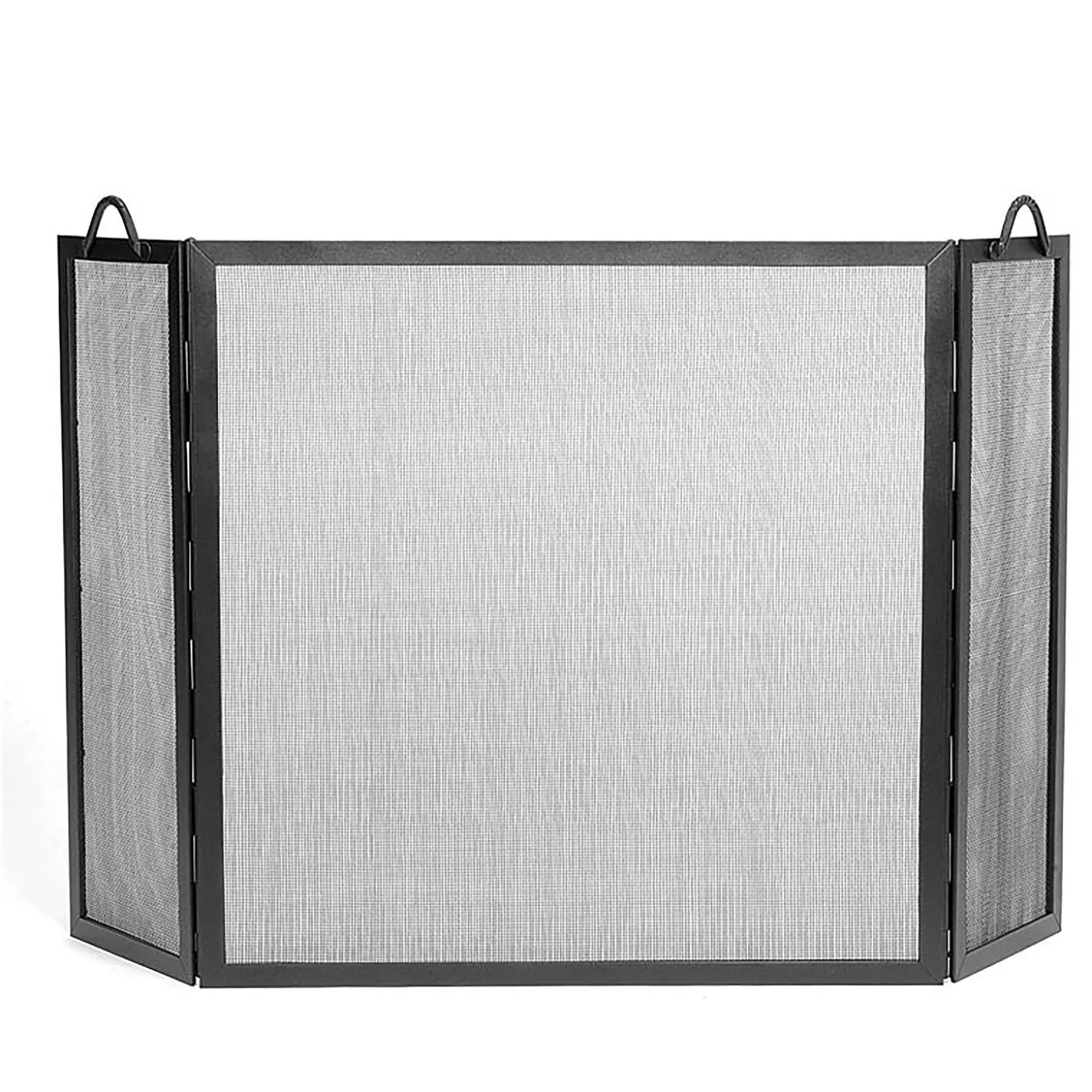 Tri-Panel Fireplace Screens>Plow & Hearth Wrought Iron Twisted Rope Folding Fireplace Screen