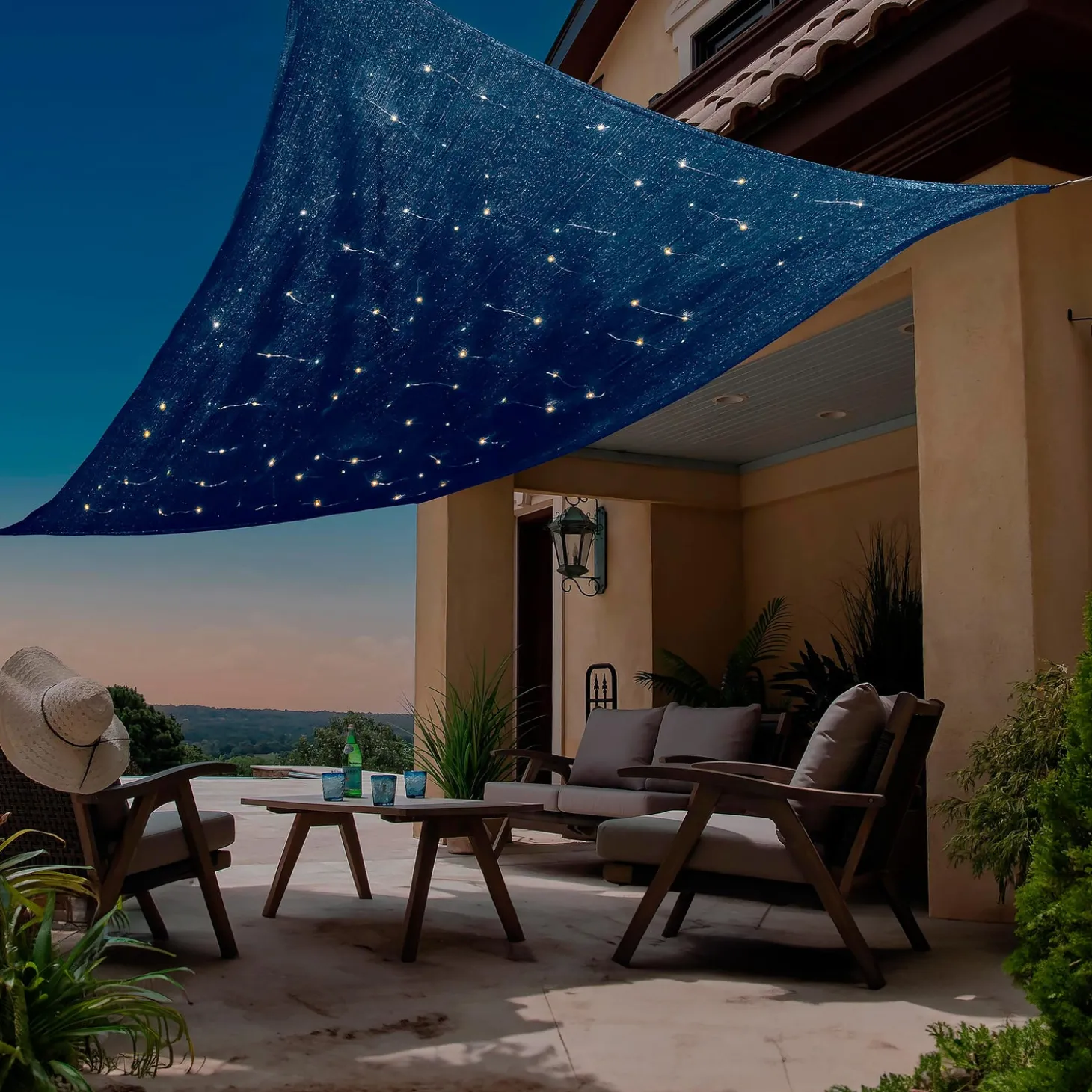 Shades & Umbrellas | Solar Accents>Plow & Hearth 10' x 6.5' LED Rectangle Solar Sail