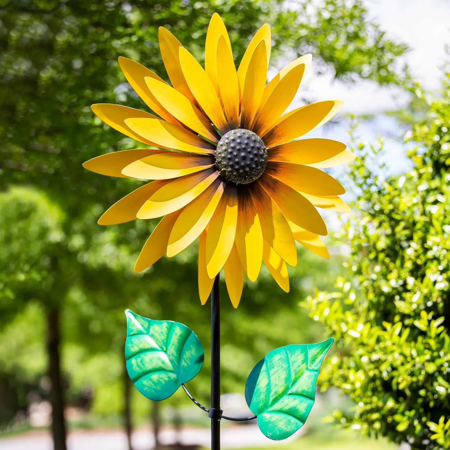 Wind Spinners>Plow & Hearth Yellow Sunflower Wind Spinner