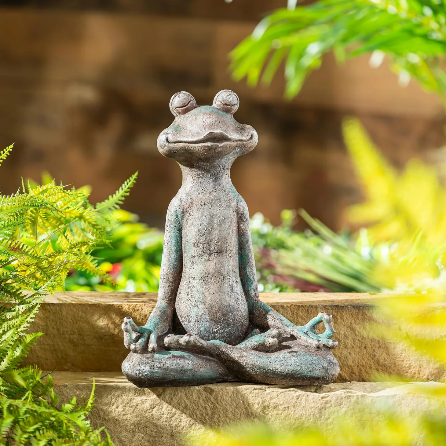 Garden Statues>Plow & Hearth Yoga Frog Resin Statue, 13"H